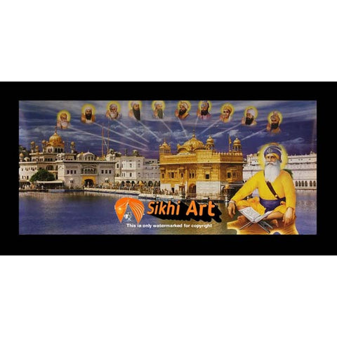 Harmandir Sahib Golden Temple Amritsar Punjab India Photo Picture Framed - 28 X 13 - sikhiart
