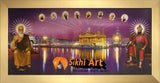 Harmandir Sahib Golden Temple Amritsar Punjab India At Night With 10 Gurus In Size - 28 X 13 - sikhiart