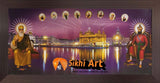 Harmandir Sahib Golden Temple Amritsar Punjab India At Night With 10 Gurus In Size - 28 X 13 - sikhiart