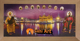 Harmandir Sahib Golden Temple Amritsar Punjab India At Night With 10 Gurus In Size - 28 X 13 - sikhiart