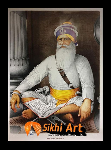 Large Baba Deep Singh Ji Picture Frame In Size - 40 X 28 - sikhiart