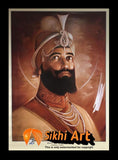 Large Guru Gobind Singh Ji Picture Frame Sepia Print In Size - 40 X 29