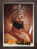 Large Guru Gobind Singh Ji Picture Frame Sepia Print In Size - 40 X 29