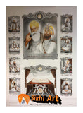 Large Sikh Gurus Of Sikhism Modern Art Print In Size - 40 X 29 - sikhiart