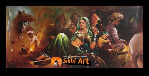 Punjab Art In Punjab Village India In Size - 40 X 20 - sikhiart