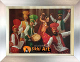 Punjabi Bhangra Folk Dancers In Panjab Village In Size - 18 X 14 - sikhiart