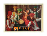 Punjabi Bhangra Folk Dancers In Panjab Village In Size - 18 X 14 - sikhiart