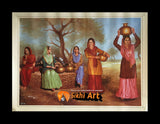 Punjabi Scene Of Women Working In Village Punjab In Size - 18 X 14 - sikhiart