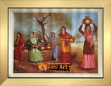 Punjabi Scene Of Women Working In Village Punjab In Size - 18 X 14 - sikhiart