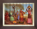 Punjabi Scene Of Women Working In Village Punjab In Size - 18 X 14 - sikhiart