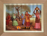 Punjabi Scene Of Women Working In Village Punjab In Size - 18 X 14 - sikhiart