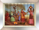 Punjabi Scene Of Women Working In Village Punjab In Size - 18 X 14 - sikhiart