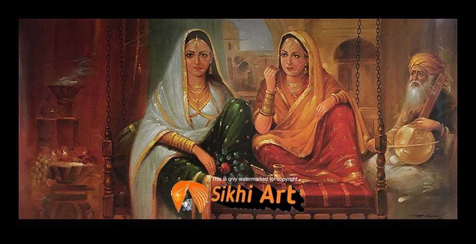 Punjabi Sikh Women In Traditonal Punjabi Room In Size - 40 X 20 - sikhiart