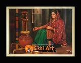 Punjabi Women Spinning The Charkha In Punjab Indai In Size - 18 X 14 - sikhiart