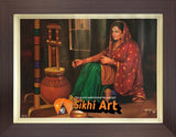 Punjabi Women Spinning The Charkha In Punjab Indai In Size - 18 X 14 - sikhiart