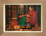 Punjabi Women Spinning The Charkha In Punjab Indai In Size - 18 X 14 - sikhiart
