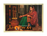 Punjabi Women Spinning The Charkha In Punjab Indai In Size - 18 X 14 - sikhiart