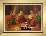Punjabi Women Weaving Wool In Size - 18 X 14 - sikhiart