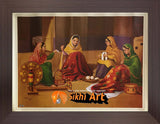 Punjabi Women Weaving Wool In Size - 18 X 14 - sikhiart