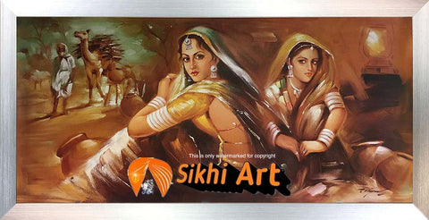 Punjabi Visra Art Of Punjab Traditional Desi Women In Size - 40 X 20 - sikhiart