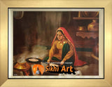 Punjabi Women Making Roti Punjabi Kitchen Punjab India In Size - 18 X 14 - sikhiart