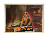 Punjabi Women Making Roti Punjabi Kitchen Punjab India In Size - 18 X 14 - sikhiart