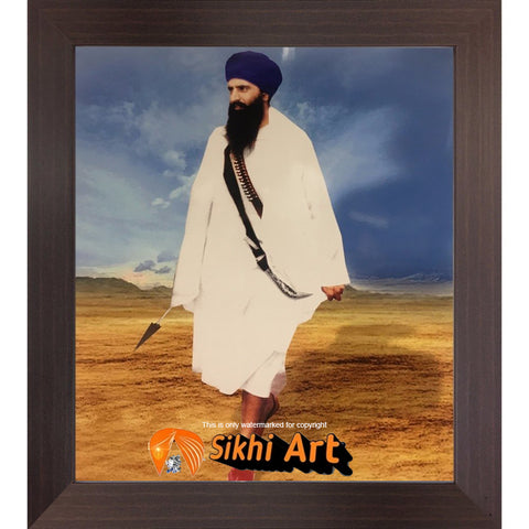 Sant Jarnail Singh Bhindranwale Walking Picture Frame 36 X 24 - sikhiart