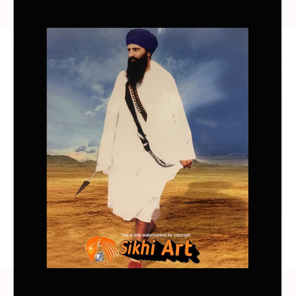 Sant Jarnail Singh Bhindranwale Walking Picture Frame 36 X 24 - sikhiart