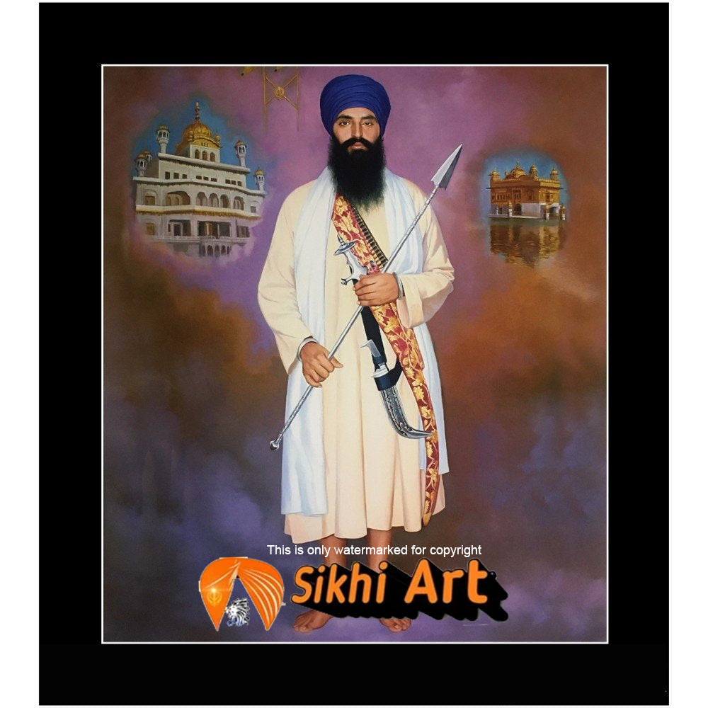 Sant Jarnail Singh Bhindranwale With Golden Temple Picture Frame 16 X 12 - sikhiart
