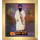 Sant Jarnail Singh Bhindranwale With Golden Temple Picture Frame 36 X 24 - sikhiart
