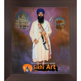 Sant Jarnail Singh Bhindranwale With Golden Temple Picture Frame 36 X 24 - sikhiart