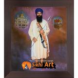Sant Jarnail Singh Bhindranwale With Golden Temple Picture Frame 16 X 12 - sikhiart