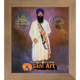 Sant Jarnail Singh Bhindranwale With Golden Temple Picture Frame 16 X 12 - sikhiart