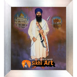 Sant Jarnail Singh Bhindranwale With Golden Temple Picture Frame 24 X 20 - sikhiart