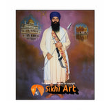 Sant Jarnail Singh Bhindranwale With Golden Temple Picture Frame 20 X 16 - sikhiart