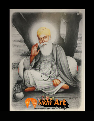 Sikh First Guru Nanak Dev Ji Picture Frame In Size - 12 X 8