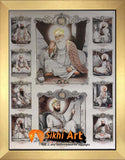 Ten Sikh Gurus With Guru Granth Sahib In Size - 16 X 12 - sikhiart