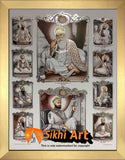 Sikh Gurus Picture Frame In Size - 12 X 9 - sikhiart