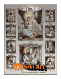 Sikh Gurus Picture Frame In Size - 12 X 9 - sikhiart