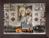 Sikh Gurus With Guru Granth Sahib Ji And Golden Temple In Size - 16 X 12 - sikhiart