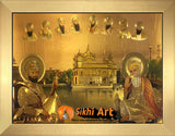 Ten Sikh Gurus In Golden Temple Harmandir Sahib In Size - 16 X 12 - sikhiart