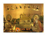 Ten Sikh Gurus In Golden Temple Harmandir Sahib In Size - 16 X 12 - sikhiart