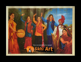 Traditional Punjabi Bhangra Folk Dancers In Panjab Village In Size - 18 X 14 - sikhiart