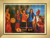 Traditional Punjabi Bhangra Folk Dancers In Panjab Village In Size - 18 X 14 - sikhiart