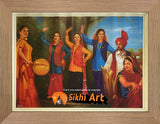 Traditional Punjabi Bhangra Folk Dancers In Panjab Village In Size - 18 X 14 - sikhiart