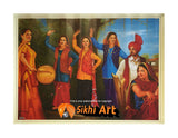 Traditional Punjabi Bhangra Folk Dancers In Panjab Village In Size - 18 X 14 - sikhiart