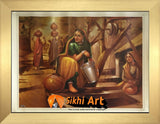 Punjabi Women In Traditonal Water Well In Size - 18 X 14 - sikhiart