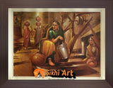 Punjabi Women In Traditonal Water Well In Size - 18 X 14 - sikhiart