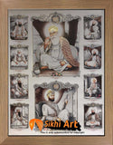 Ten Sikh Gurus With Guru Granth Sahib In Size - 16 X 12 - sikhiart