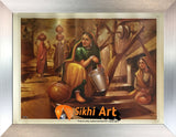 Punjabi Women In Traditonal Water Well In Size - 18 X 14 - sikhiart